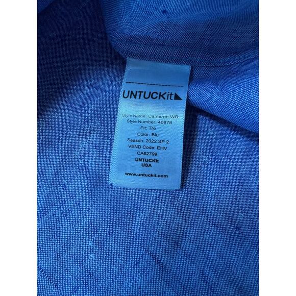 UNTUCKIt Long Sleeve shirt, size XXXLT, Blue, 100% Linen - Picture 8 of 10